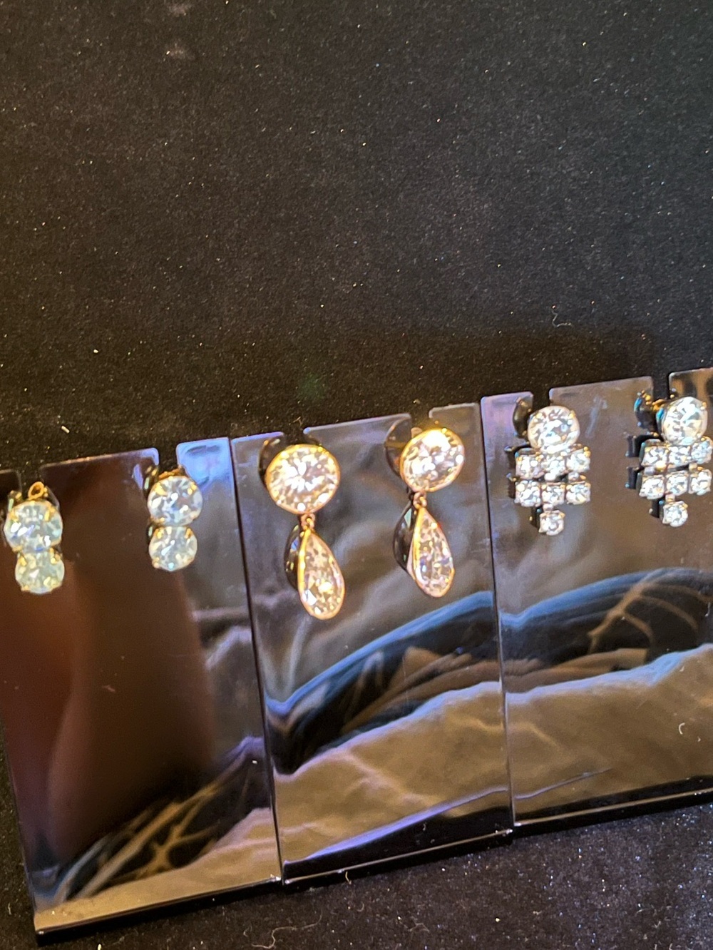 Vintage Gold-Tone Clear Crystal Drop Earrings - Elegant Women’s Jewelry